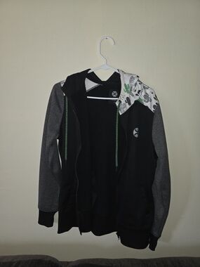 Hooey Black Full-Zip Hoodie with Green Drawcord